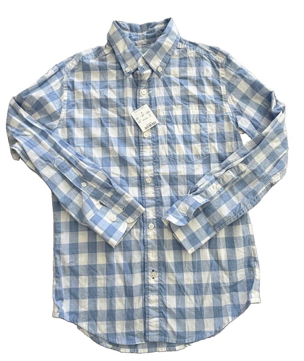 New Crewcuts J. Crew Boys Blue White Checkered Button Down Shirt Sz 10 NWT